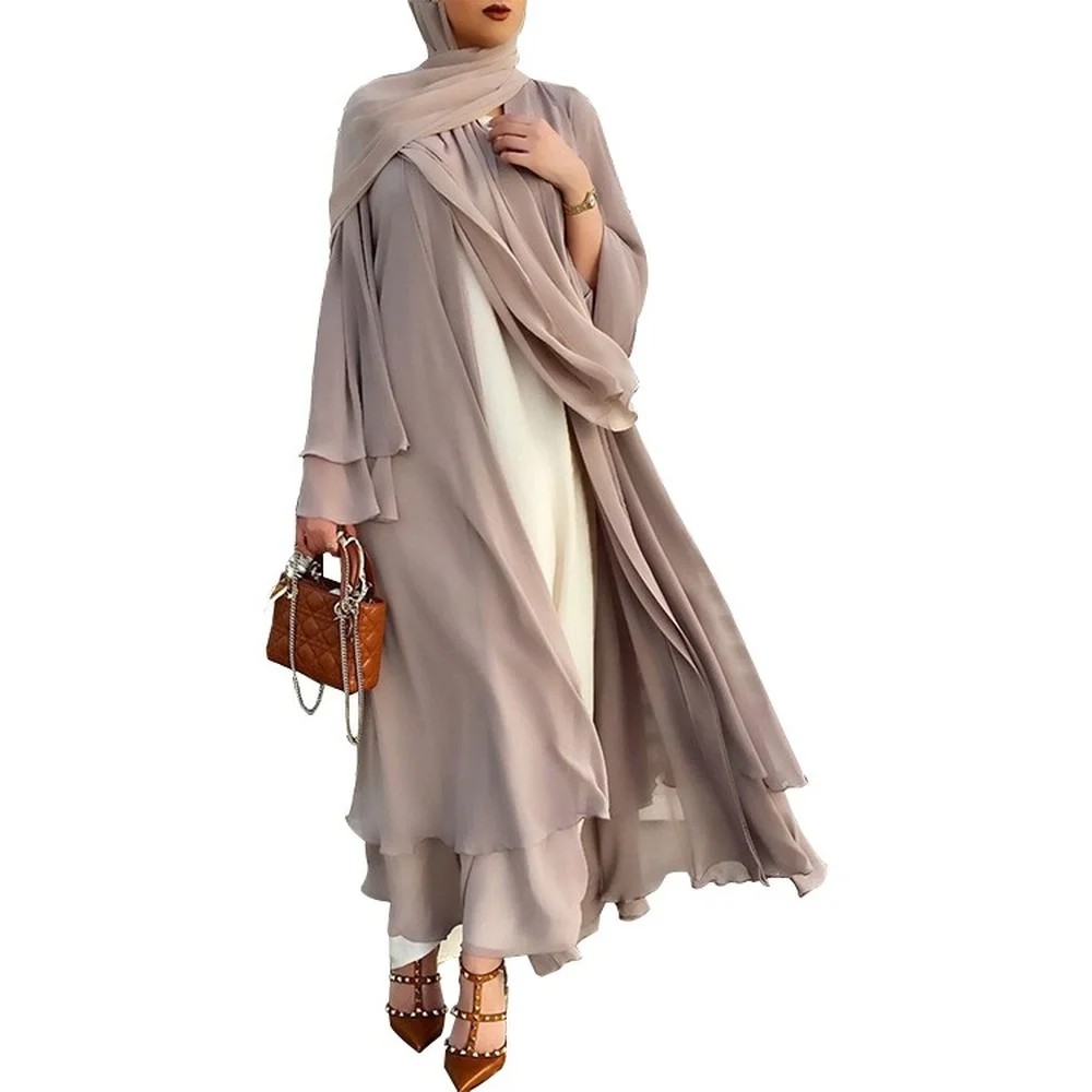 Абайя Женщина Рамадан Шифоновый Хиджаб Халат Femme Musulmane Мусульманское Платье Кафтан Марокканский Кафтан Джилбаб Абайя для Женщин Дубай 2022