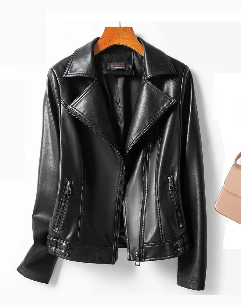 Женская приталенная байкерская куртка из мягкой искусственной кожи в гоночном стиле на молнии для мотоциклов, женская верхняя одежда, пальто