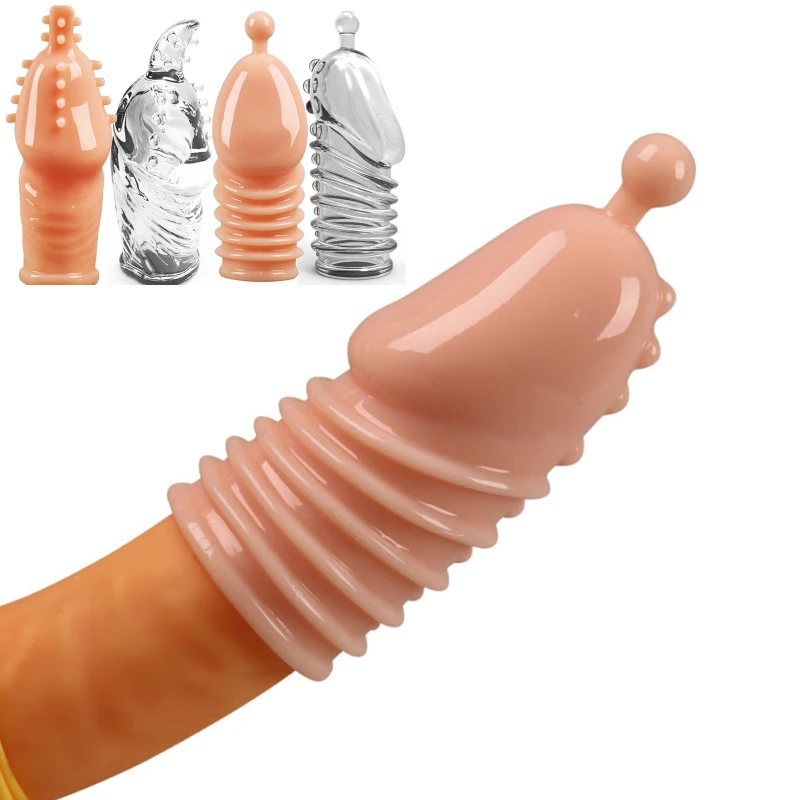 Презервативы для увеличения пениса, Кольца для члена с точкой G, Многоразовые рукава для увеличения пениса, секс-игрушки для мужчин, Защита головки, Устройство Целомудрия