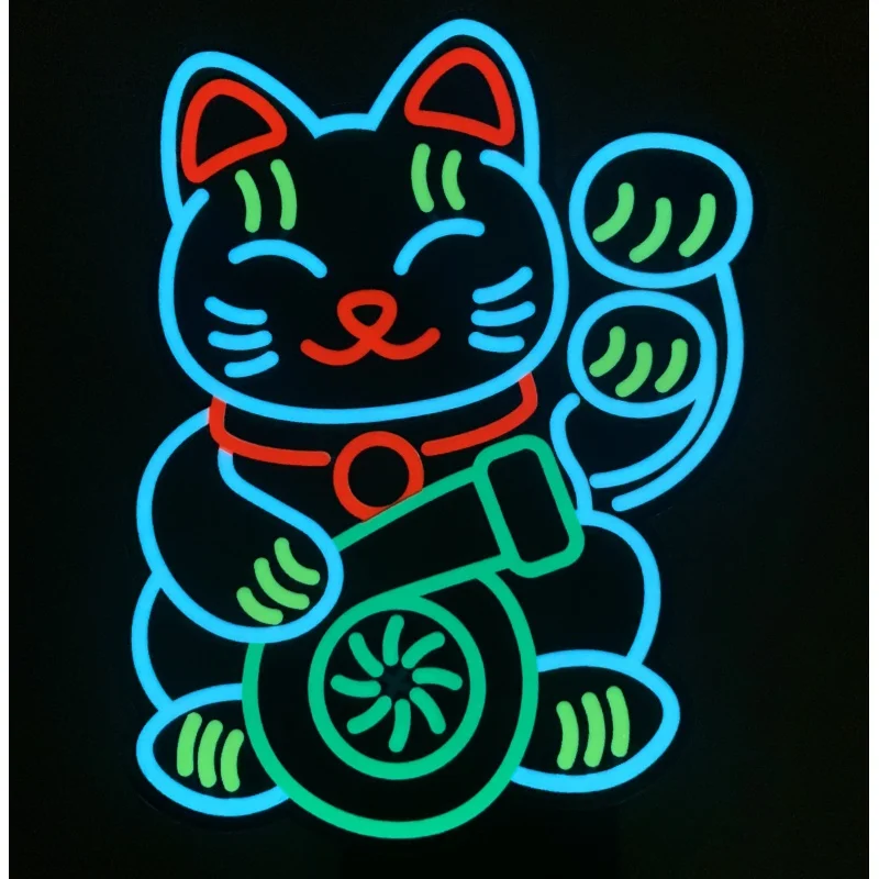 Новейший знак Счастливого кота JDM Изготовленный на заказ логотип DIY EL luminous гибкая наклейка на автомобиль с светодиодным освещением, индивидуальный логотип LED