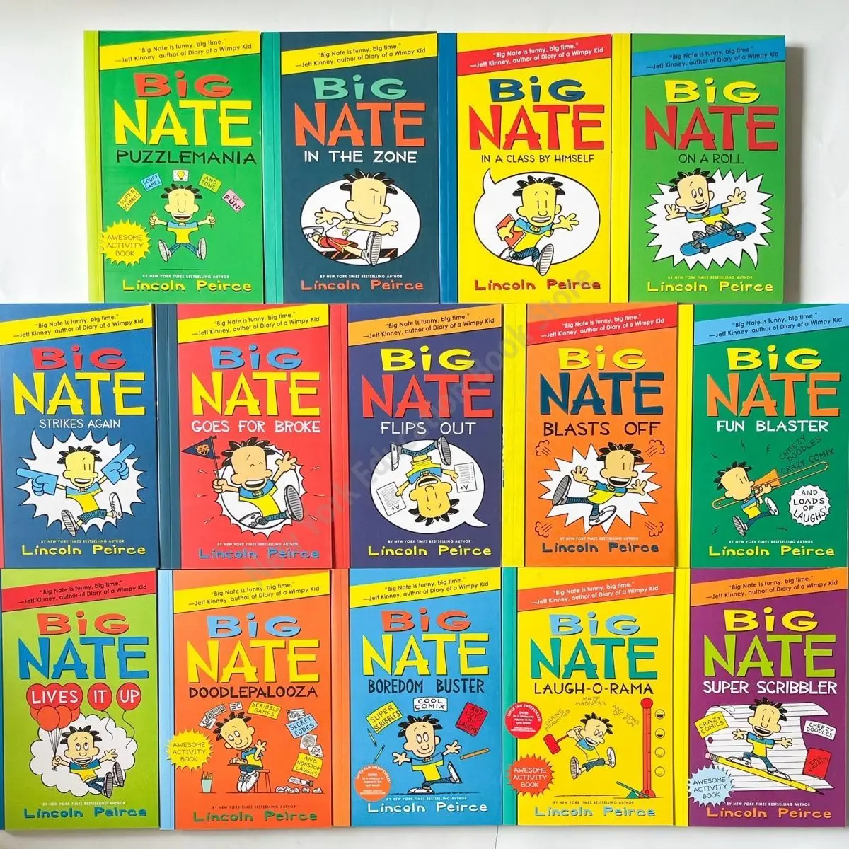 14 книг/комплект, приключения большого Нейта, детские юмористические комиксы, кампус, чтение английских книг для детей