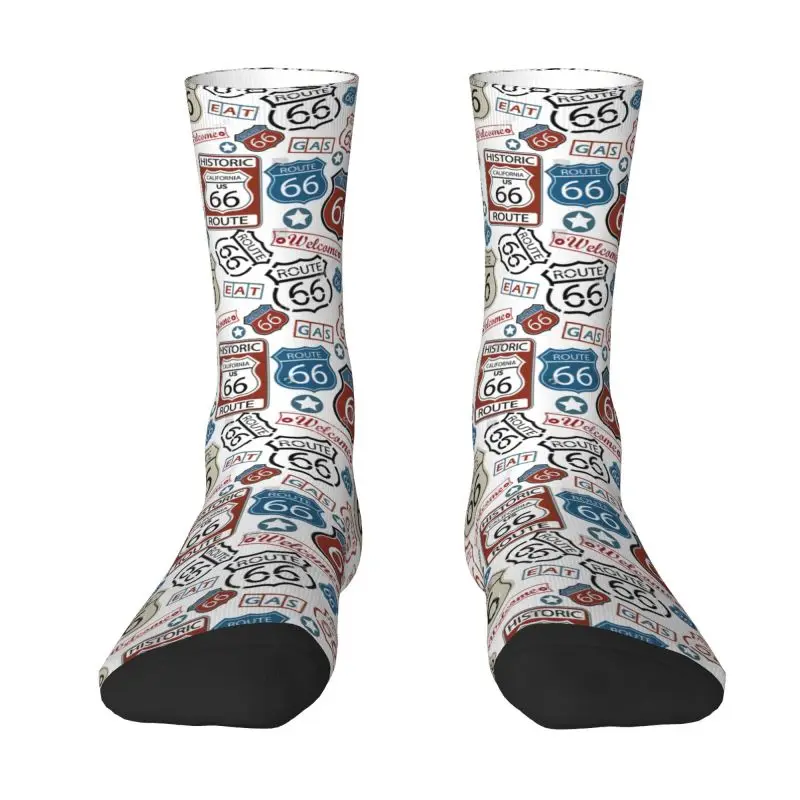 Винтажные Мужские И женские носки для экипажа Route 66, Унисекс, Новинка, 3D печать, Американские Шоссейные носки