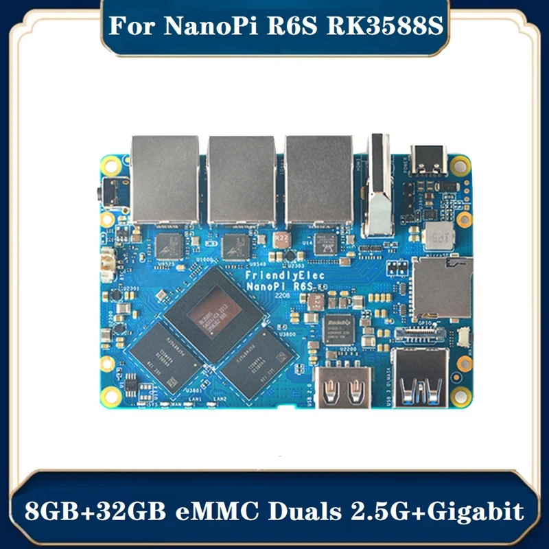 1 Шт. Плата разработки Rockchip RK3588S 8 ГБ + 32 ГБ EMMC Duals 2,5 Г + Гигабитная плата разработки, Поддерживающая 8 К 60 P