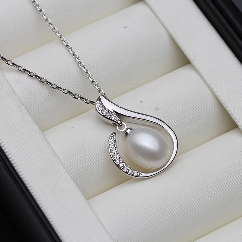 Новые Подвески из серебра 925 пробы для покупателей, ожерелье из натурального пресноводного жемчуга, Белое, черное, свадебное