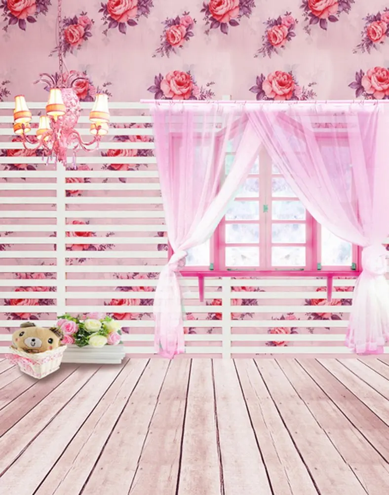 5x7ft Деревянный пол Розовые фоновые фотографии для комнаты, реквизит для фотосъемки, студийный фон