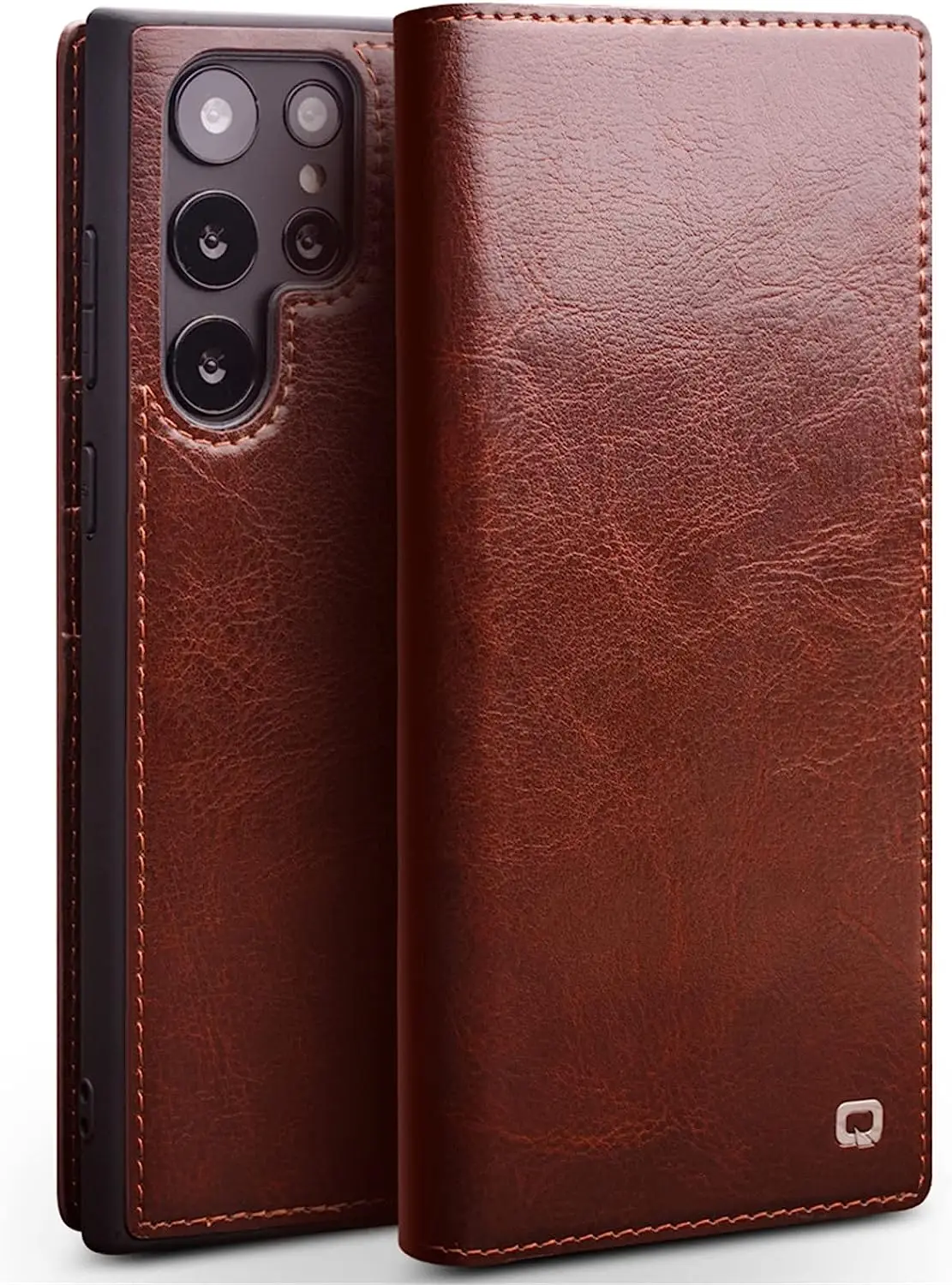 Чехол из натуральной кожи для Samsung Galaxy S23 Премиум-класса, кошелек из натуральной воловьей кожи, флип-книжка, чехол из ТПУ с отделениями для карт/подставкой
