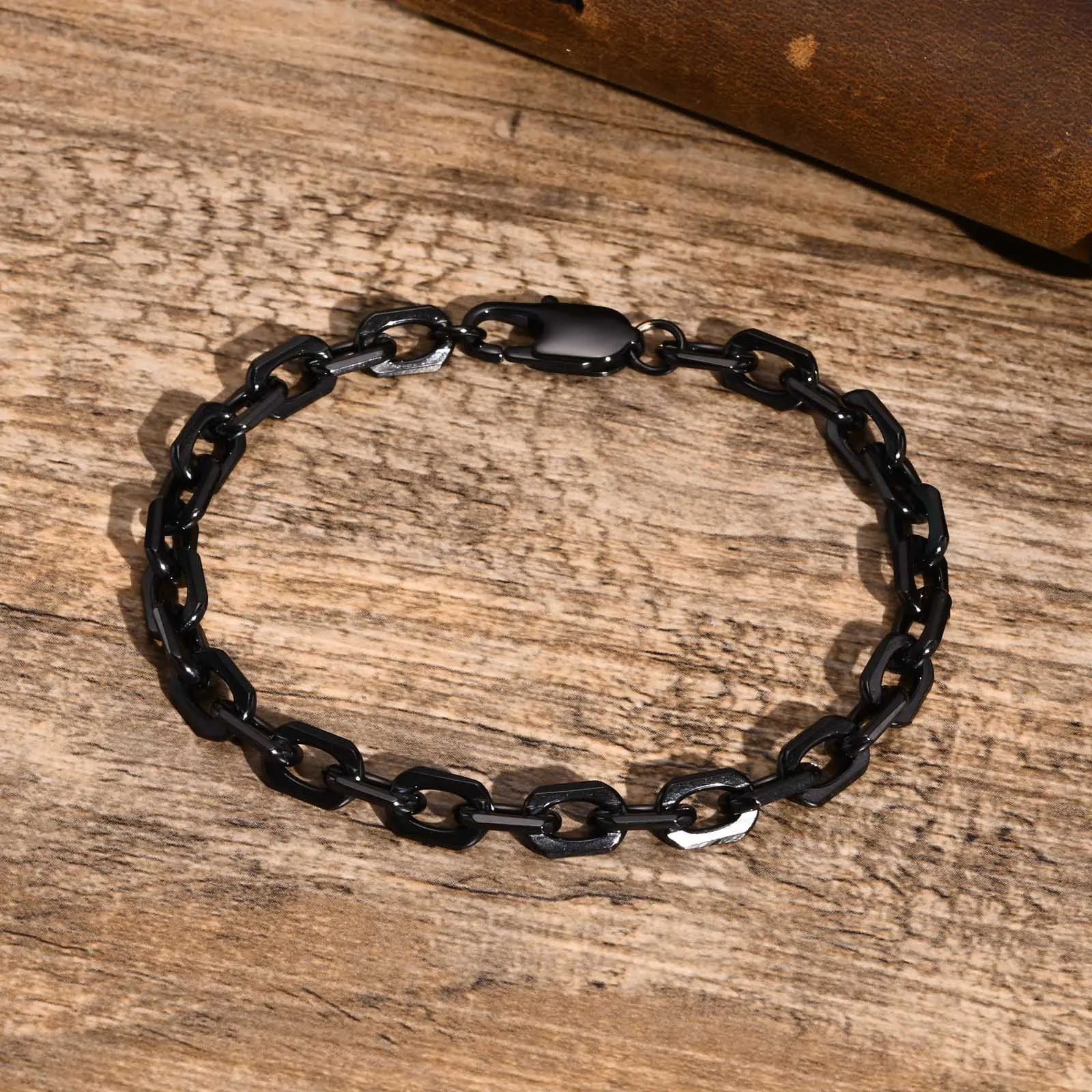 Простые браслеты-цепочки Belcher 6,5 мм для мужчин, ювелирные изделия, водонепроницаемый браслет с квадратными геометрическими звеньями из нержавеющей стали, подарки для него