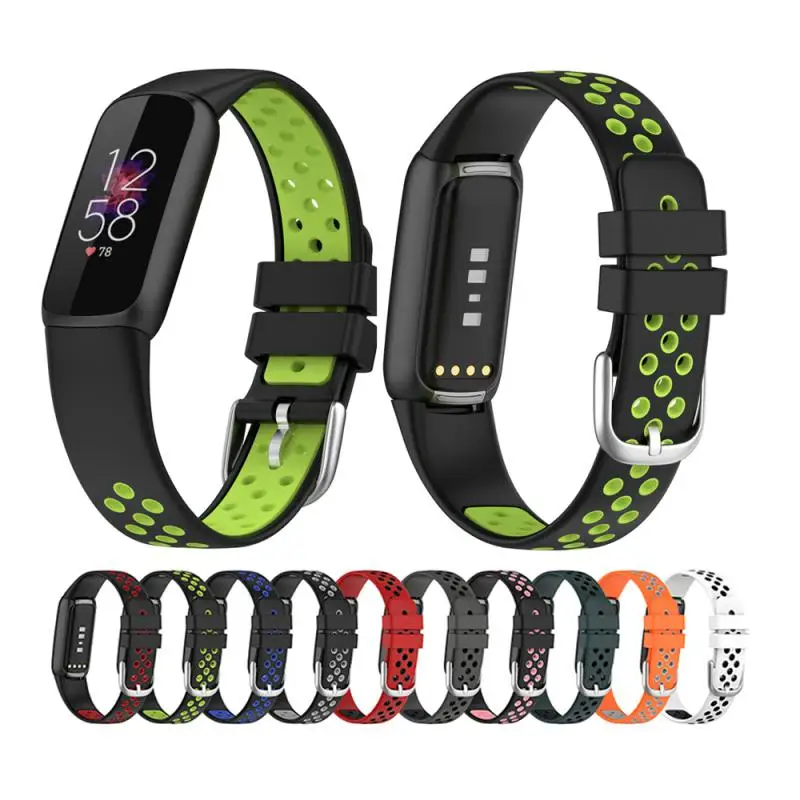 Сменный силиконовый двухцветный ремешок для часов Fitbit Luxe, спортивный дышащий пористый ремешок для часов, Умный сменный ремешок для часов