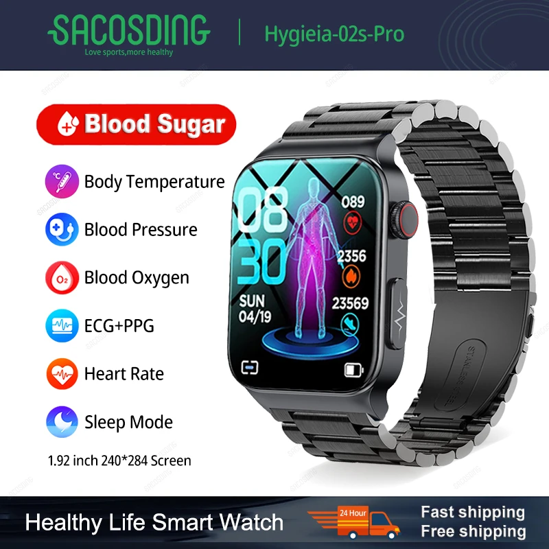 Hygieia-02s-Pro Смарт-Часы для измерения уровня глюкозы в крови, ЭКГ, Монитор артериального давления, Часы IP68, Водонепроницаемые Смарт-Часы Для Xiaomi Huawei
